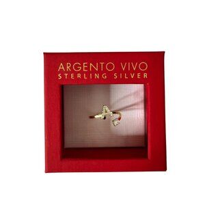 Argento Vivo Gold Plated Sterling Silver “A” Initial Ring – Adjustable CZ Accent